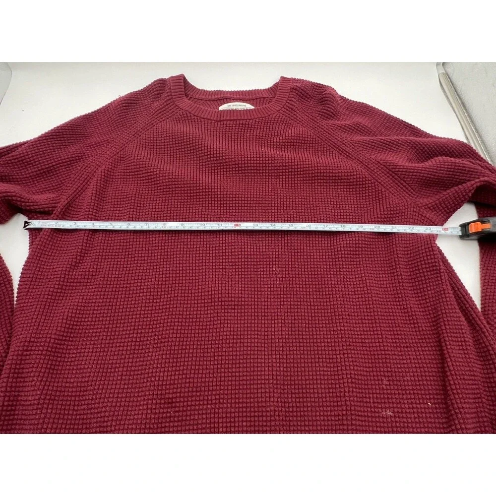 REI Co-op Men Red XL crewneck Sweater Wallace Lake Waffle Knit Thermal Pullover